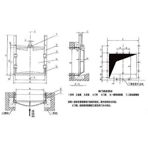 SPGZ雙向止水鑄鐵閘門(mén)安裝結(jié)構(gòu)圖