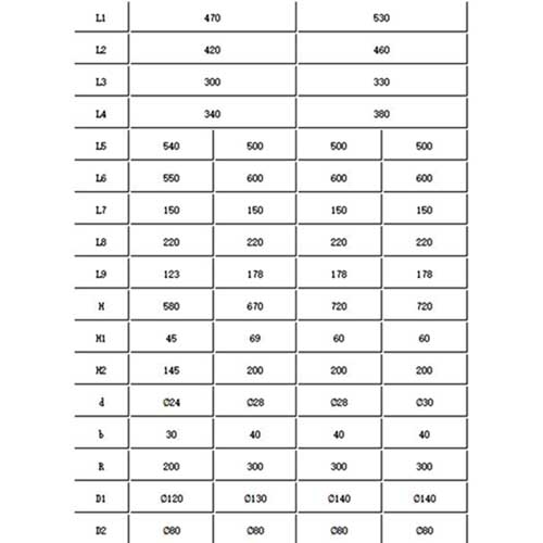 10噸QL雙吊點(diǎn)螺桿啟閉機(jī)底座尺寸技術(shù)參數(shù)