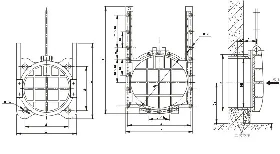 單向止水鑄鐵閘門結(jié)構(gòu)圖