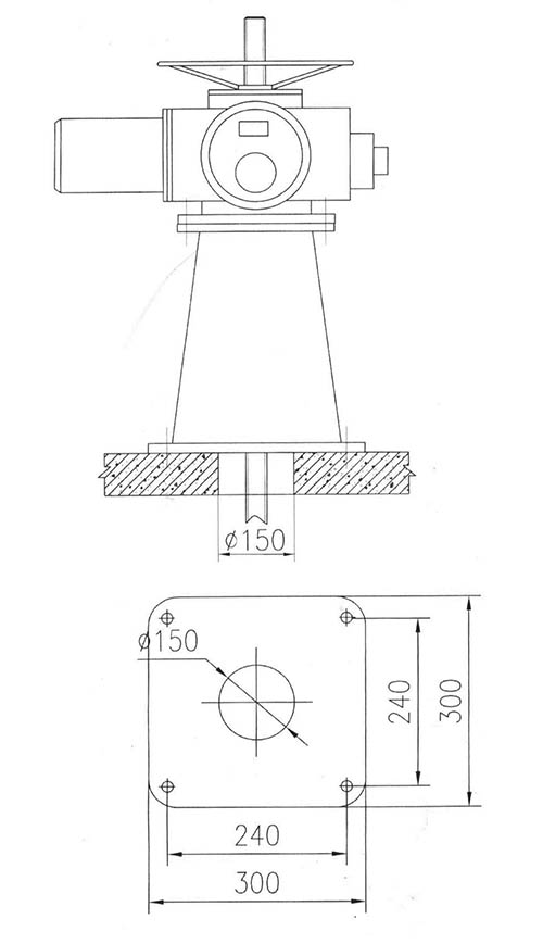 qda手電兩用啟閉機(jī)安裝布置圖