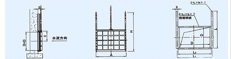 AFZ暗桿式鑄鐵方閘門安裝尺寸圖1200-2400mm